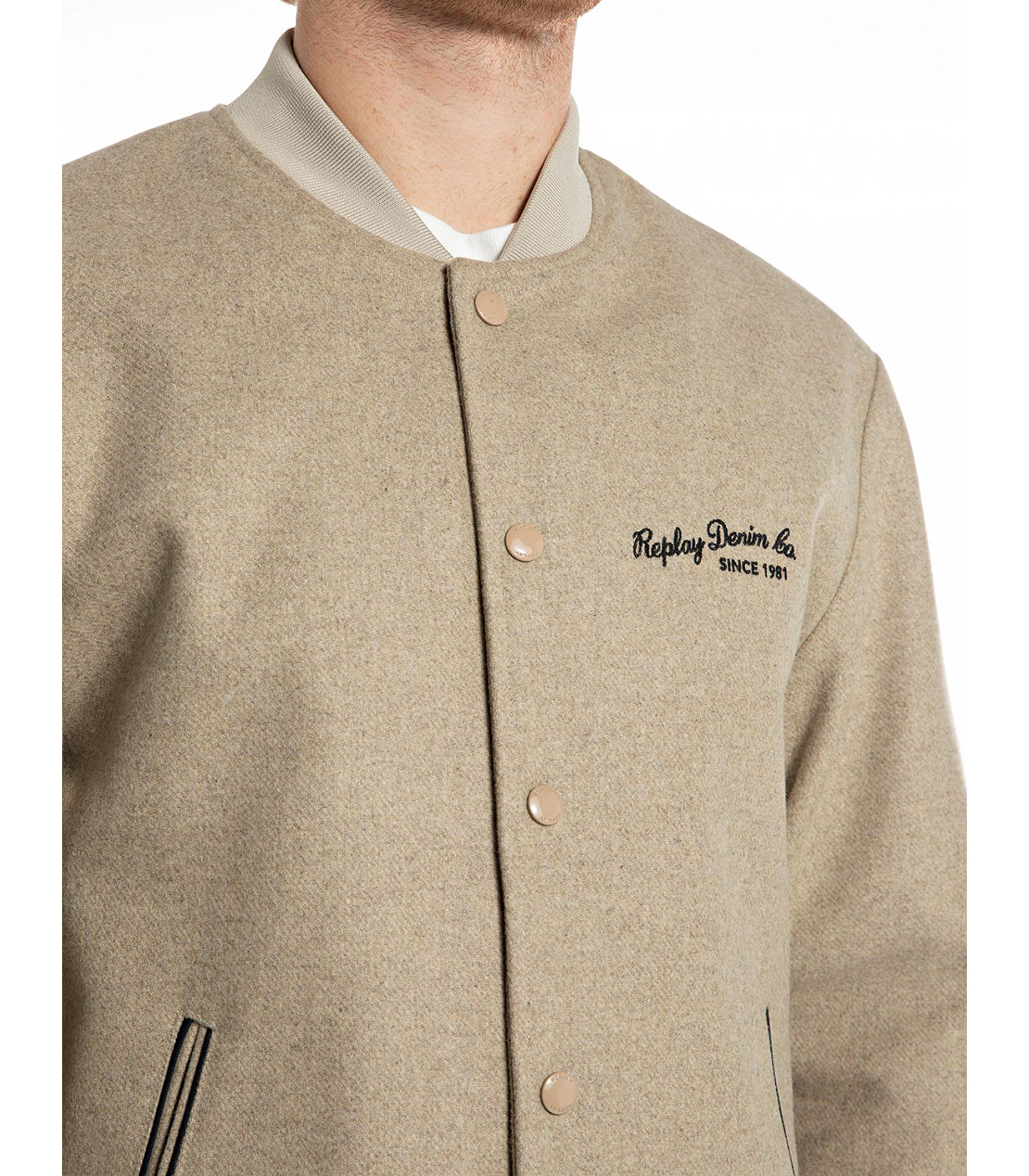 ウールブレンド バーシティ ボンバージャケット 詳細画像 ベージュ 3